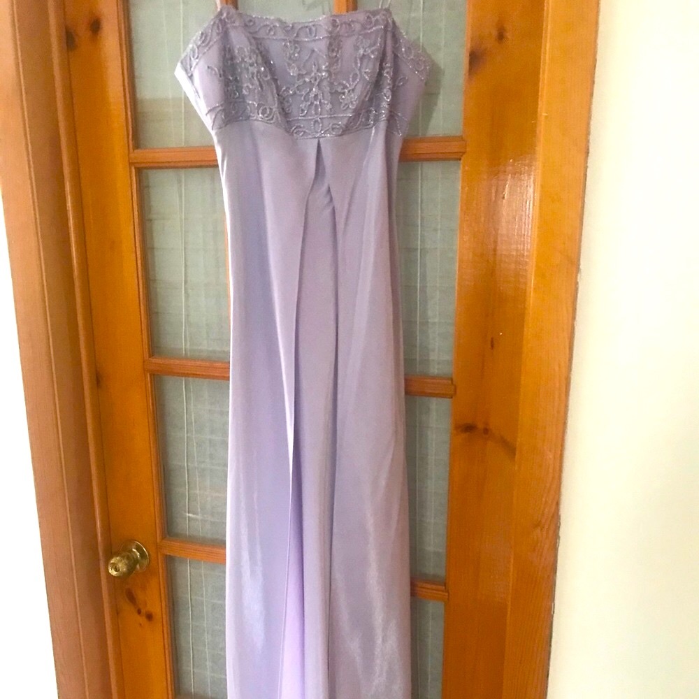 Lilac satin evening dress new